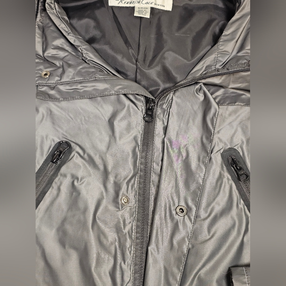 Kenneth Cole hooded lightweight long jacket in dark silver. Men's Sm. EUC - Picture 10 of 13